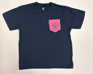 T-SHIRT MARINE À POCHE ROSE - ADULTE